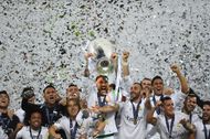 Real Madrid players celebrate their 2016 UEFA Champions League triumph